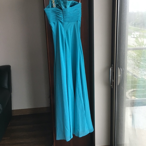 Turquoise Blue One Shoulder Prom Dress - Picture 4 of 4